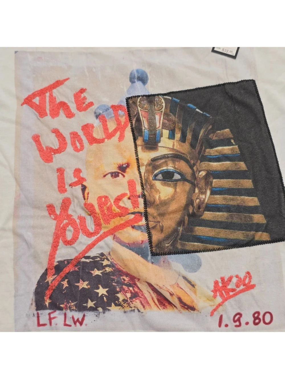 New AKOO Crowned Kid SS Graphic T‑Shirt Size L “The World Is Yours” King Tut
